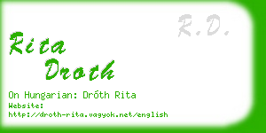 rita droth business card